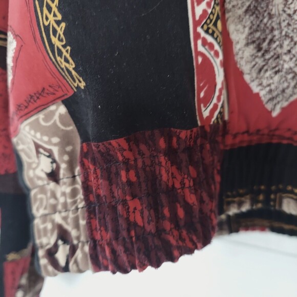 Kensington Square Jacket XL Red Full Zip Lightweight Leaf Pattern Vintage 80's - Picture 3 of 12